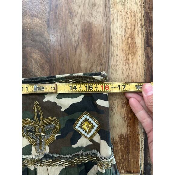 Flair Collection Women's Green Camouflage tiered Maxi Skirt Size Medium Y2K - Picture 7 of 10